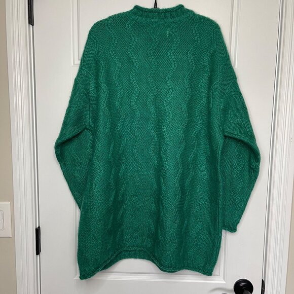 Vintage Esprit Cable Knit Sweater Womens Large Oversized Green Mohair Wool Blend - Picture 3 of 11